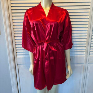 Women's Amzchoice Red Satin Bride Robe with Gold Glitter, Size L
